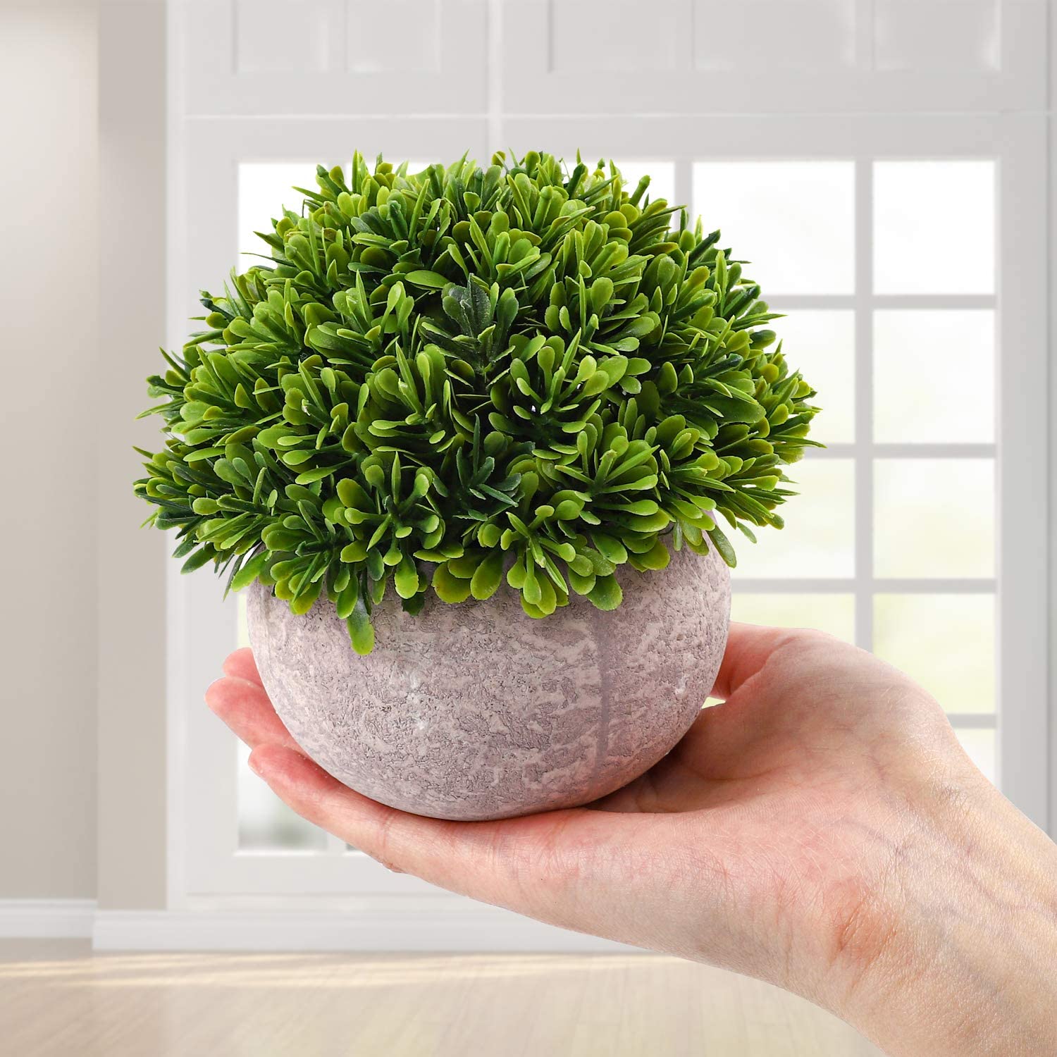 plastic office plants 4 Packs Artificial Mini Potted Plants Plastic Faux Topiary Shrubs Fake – TreeLen