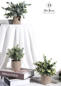 3 Pack Mini Potted Fake Plants Artificial Plastic Eucalyptus Plants for Home Office Desk Room Decoration