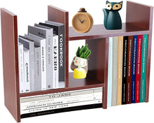 Load image into Gallery viewer, Office Storage Rack,Desktop Organizer,Home Decor Adjustable Wood Display Shelf Rack,True Natural Stand Shelf,Office Supplies Desk Organizer,Brown