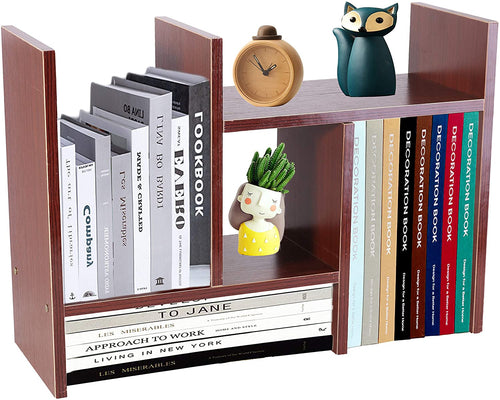 Office Storage Rack,Desktop Organizer,Home Decor Adjustable Wood Display Shelf Rack,True Natural Stand Shelf,Office Supplies Desk Organizer,Brown
