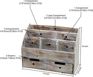 Executive Office Solutions Vintage Rustic Wooden Office Desk Organizer & Mail Rack for Desktop, Tabletop, or Counter - Distressed Torched Wood-Store Supplies, Desk Accessories, Mail – Barnwood