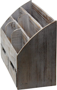 Executive Office Solutions Vintage Rustic Wooden Office Desk Organizer & Mail Rack for Desktop, Tabletop, or Counter - Distressed Torched Wood-Store Supplies, Desk Accessories, Mail – Barnwood