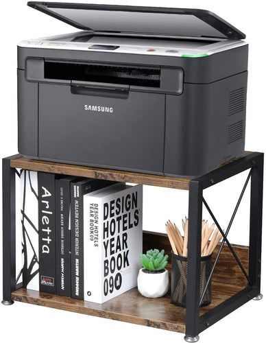 2 Tier Desktop Storage Organizer Shelves, Vintage Office Desk Display Stand for Printers, Fax Machines, Copiers, Books and Office Supplies