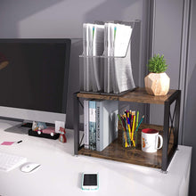 Load image into Gallery viewer, 2 Tier Desktop Storage Organizer Shelves, Vintage Office Desk Display Stand for Printers, Fax Machines, Copiers, Books and Office Supplies