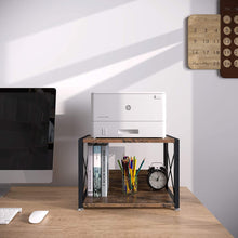 Load image into Gallery viewer, 2 Tier Desktop Storage Organizer Shelves, Vintage Office Desk Display Stand for Printers, Fax Machines, Copiers, Books and Office Supplies