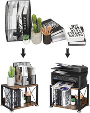 Load image into Gallery viewer, 2 Tier Desktop Storage Organizer Shelves, Vintage Office Desk Display Stand for Printers, Fax Machines, Copiers, Books and Office Supplies