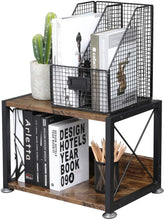 Load image into Gallery viewer, 2 Tier Desktop Storage Organizer Shelves, Vintage Office Desk Display Stand for Printers, Fax Machines, Copiers, Books and Office Supplies