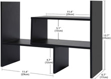 Load image into Gallery viewer, Wood Adjustable Desktop Storage Organizer Display Shelf Rack, Office Supplies Desk Organizer,Black