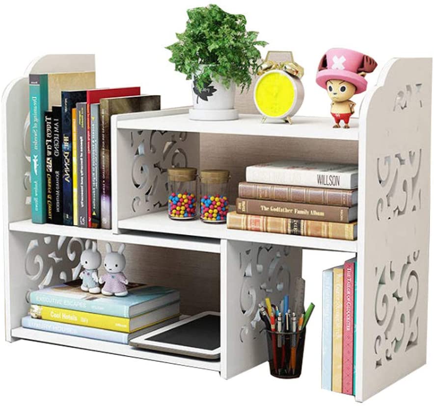 Small Bookshelf for Desktop Storage, Mini Narrow Desk White Versatilit –  TreeLen