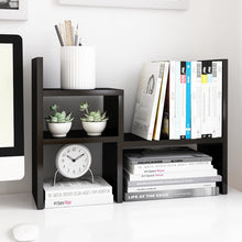 Load image into Gallery viewer, Desktop Organizer Office Storage Rack Adjustable Wood Display Shelf | Birthday Gifts - Toy - Home Decor | - Free Style Rotation Display - True Natural Stand Shelf Black
