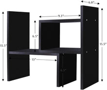Load image into Gallery viewer, Desktop Organizer Office Storage Rack Adjustable Wood Display Shelf | Birthday Gifts - Toy - Home Decor | - Free Style Rotation Display - True Natural Stand Shelf Black