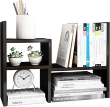 Load image into Gallery viewer, Desktop Organizer Office Storage Rack Adjustable Wood Display Shelf | Birthday Gifts - Toy - Home Decor | - Free Style Rotation Display - True Natural Stand Shelf Black