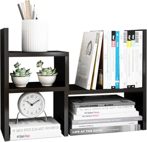 Desktop Organizer Office Storage Rack Adjustable Wood Display Shelf | Birthday Gifts - Toy - Home Decor | - Free Style Rotation Display - True Natural Stand Shelf Black