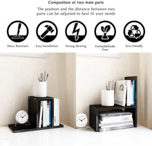 Load image into Gallery viewer, Desktop Organizer Office Storage Rack Adjustable Wood Display Shelf | Birthday Gifts - Toy - Home Decor | - Free Style Rotation Display - True Natural Stand Shelf Black