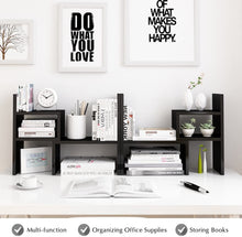 Load image into Gallery viewer, Desktop Organizer Office Storage Rack Adjustable Wood Display Shelf | Birthday Gifts - Toy - Home Decor | - Free Style Rotation Display - True Natural Stand Shelf Black