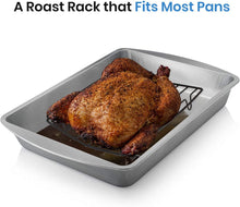 Load image into Gallery viewer, TreeLen Roasting Rack for Roasting Pan,Baking Rack for Cooking, Roasting, Cooling and Grilling,V Shape Non-Stick Wire Rack,10×8 inches Black