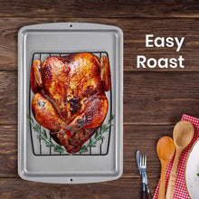 Load image into Gallery viewer, TreeLen Roasting Rack for Roasting Pan,Baking Rack for Cooking, Roasting, Cooling and Grilling,V Shape Non-Stick Wire Rack,10×8 inches Black