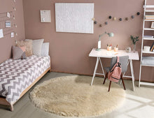 Load image into Gallery viewer, Beige Round Rug for Bedroom,Fluffy Circle Rug for Kids Room,Furry Carpet for Teen&#39;s Room,Shaggy Circular Rug for Nursery Room