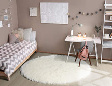 Load image into Gallery viewer, Ivory Round Rug for Bedroom,Fluffy Circle Rug for Kids Room,Furry Carpet for Teen&#39;s Room,Shaggy Circular Rug for Nursery Room