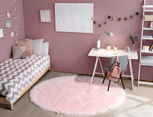 Load image into Gallery viewer, Pink Round Rug for Girls Bedroom,Fluffy Circle Rug for Kids Room,Furry Carpet for Teen Girls Room