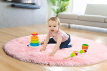 Load image into Gallery viewer, Pink Round Rug for Girls Bedroom,Fluffy Circle Rug for Kids Room,Furry Carpet for Teen Girls Room