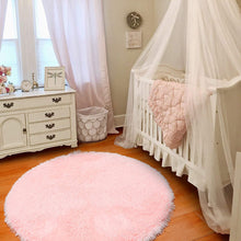 Load image into Gallery viewer, Pink Round Rug for Girls Bedroom,Fluffy Circle Rug for Kids Room,Furry Carpet for Teen Girls Room