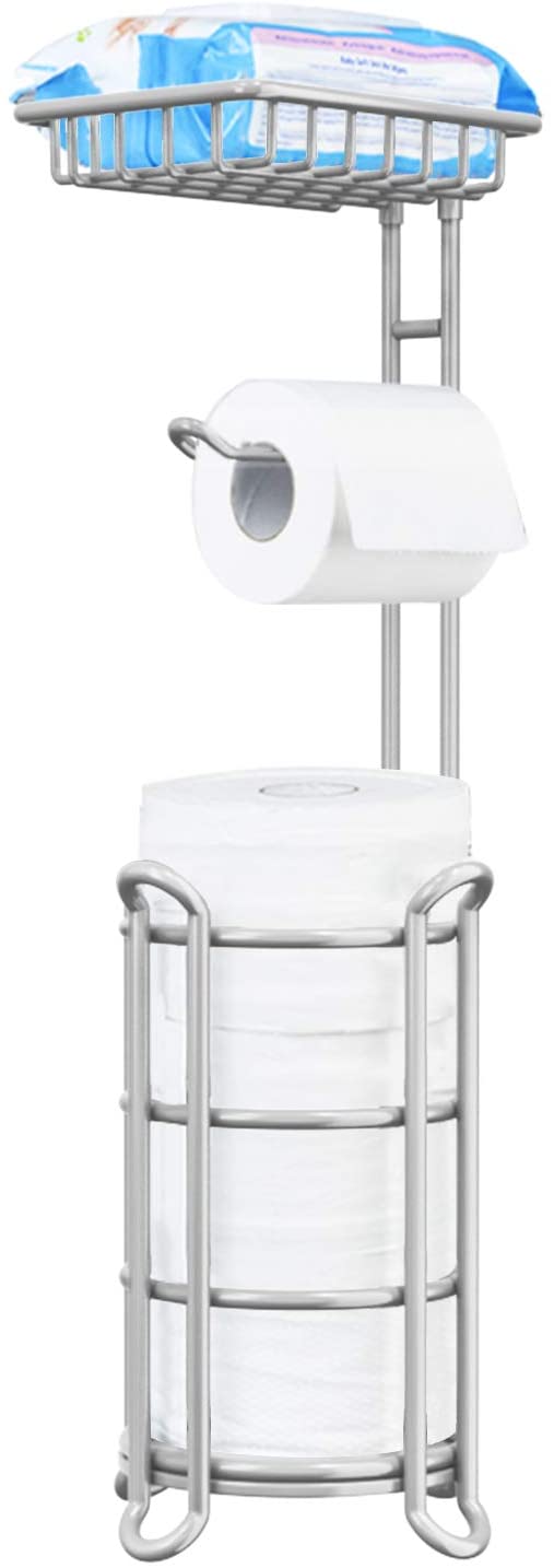 TreeLen Toilet Paper Holder Stand Toilet Tissue Roll Holder with Shelf