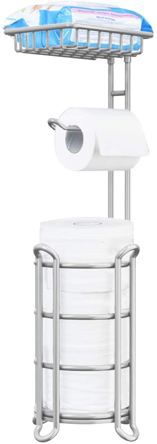 Free Standing Toilet Roll Holder With Base and Shelf 