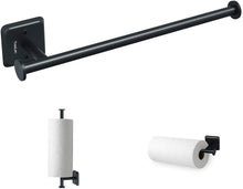 Load image into Gallery viewer, Paper Towel Holder Wall Mount Kitchen Paper Towel Rolls Dispenser Rack Cabinet Mount Holds Family Rolls-Black