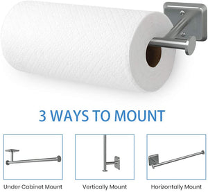 Paper Towel Holder Under Cabinet Mount Hanging Paper Towel Roll Dispenser Wall Mounted Storage Mega Rolls-Nickel