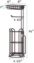 Load image into Gallery viewer, TreeLen [Upgrade] Toilet Paper Holder Stand with Shelf Tissue Holders for Bathroom FreeStanding Bath Tissue Roll Holder for Mega Rolls/Phone/Wipe/Magazine-Bronze