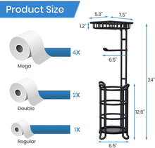 Load image into Gallery viewer, Toilet Paper Holder Stand Tissue Paper Roll Dispenser with Shelf for Bathroom Storage Holds Reserve Mega Rolls-Matte Black
