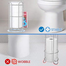 Load image into Gallery viewer, TreeLen Toilet Paper Holder Stand Tissue Holder for Bathroom Freestanding with Shelf Storage Mega Rolls//Phone/Wipe/Tablet/Books-Silver Gray