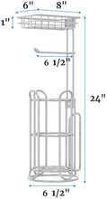 Load image into Gallery viewer, TreeLen Toilet Paper Holder Stand Tissue Holder for Bathroom Freestanding with Shelf Storage Mega Rolls//Phone/Wipe/Tablet/Books-Silver Gray