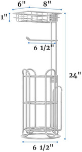 TreeLen Toilet Paper Holder Stand Tissue Holder for Bathroom Freestanding with Shelf Storage Mega Rolls//Phone/Wipe/Tablet/Books-Silver Gray