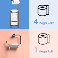 Load image into Gallery viewer, TreeLen Toilet Paper Holder Stand with Shelf Bath Tissue Stand Bathroom Tissue Roll Holder Dispenser Perfect for 4 Mega Rolls, Phone, Wipe, Small Bathroom, RV-Hammered Gray