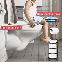 Load image into Gallery viewer, TreeLen Toilet Paper Holder Stand Tissue Holder for Bathroom Floor Standing Toilet Roll Dispenser Storages 4 Reserve Mega Rolls, Phone, Wipes-Vintage Bronze