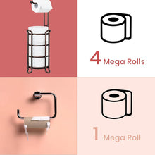 Load image into Gallery viewer, TreeLen Toilet Paper Holder Stand Tissue Holder for Bathroom Floor Standing Toilet Roll Dispenser Storages 4 Reserve Mega Rolls, Phone, Wipes-Vintage Bronze