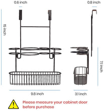 Load image into Gallery viewer, Bathroom Wall Mount Hair Care &amp; Styling Tool Organizer Over The Cabinet Door Storage Basket for Hair Dryer, Flat Iron, Curling Wand, Hair Straightener, Brushes-Bronze