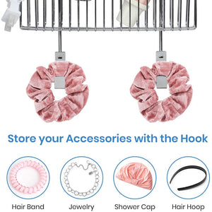 Hair Dryer Holder Organizer Bathroom Styling Tool Appliance Storage Caddy 2 in 1 Wall Mount /Cabinet Door for Hot Curling Iron Straightener Brushes-Chrome