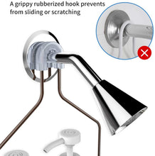 Load image into Gallery viewer, Shower Caddy Hanging over Shower Head Small Rust Roof Shower Organizer with 4 Hooks for Razor Shampoo Holder Bathroom Shower Rack Storage Shelf – Bronze