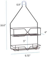 Load image into Gallery viewer, Shower Caddy Hanging over Shower Head Small Rust Roof Shower Organizer with 4 Hooks for Razor Shampoo Holder Bathroom Shower Rack Storage Shelf – Bronze