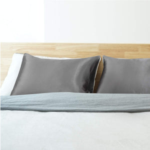 Satin Pillowcase for Hair and Skin, 2-Pack Pillow Cases - Satin Pillow Covers with Envelope Closure, Dark Grey