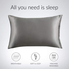Load image into Gallery viewer, Satin Pillowcase for Hair and Skin, 2-Pack Pillow Cases - Satin Pillow Covers with Envelope Closure, Dark Grey