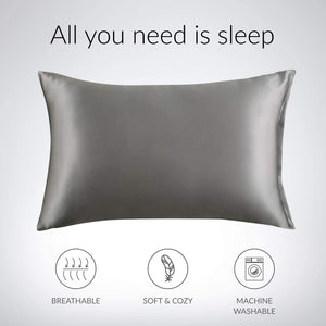 Satin Pillowcase for Hair and Skin, 2-Pack Pillow Cases - Satin Pillow Covers with Envelope Closure, Dark Grey