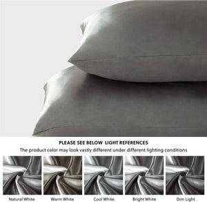 Satin Pillowcase for Hair and Skin, 2-Pack Pillow Cases - Satin Pillow Covers with Envelope Closure, Dark Grey