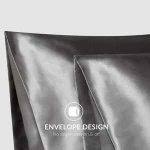 Satin Pillowcase for Hair and Skin, 2-Pack Pillow Cases - Satin Pillow Covers with Envelope Closure, Dark Grey