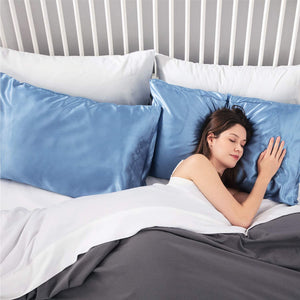 Satin Pillowcase for Hair and Skin, 2-Pack Pillow Cases - Satin Pillow Covers with Envelope Closure, Airy Blue