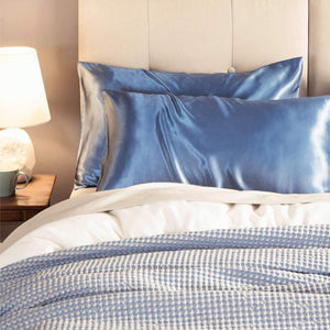 Satin Pillowcase for Hair and Skin, 2-Pack Pillow Cases - Satin Pillow Covers with Envelope Closure, Airy Blue