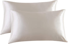 Load image into Gallery viewer, Satin Pillowcase for Hair and Skin, 2-Pack Pillow Cases - Satin Pillow Covers with Envelope Closure, Beige